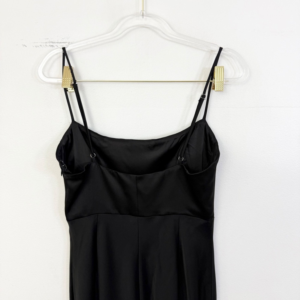 Meshki Black Corset Satin Maxi Dress Spaghetti Strap Formal Gown Size M - Picture 6 of 7